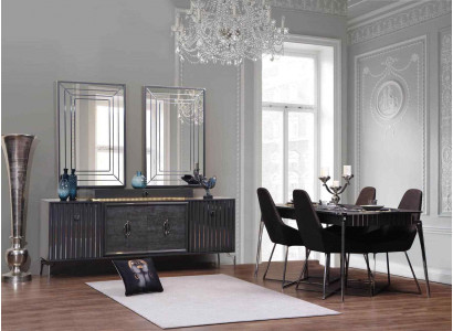 Luxus jídelní sada - jídelní stůl + 6x židlí designérská sada jídelní skupina garnýr.