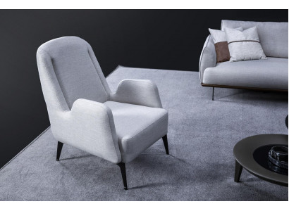 Designer šedá židle luxus 1-sedadlový potahový textilní polštářový křeslo