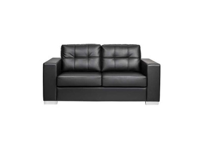 Černá obývací sedačka 2místná, luxusní kůže, relaxační, moderní design.