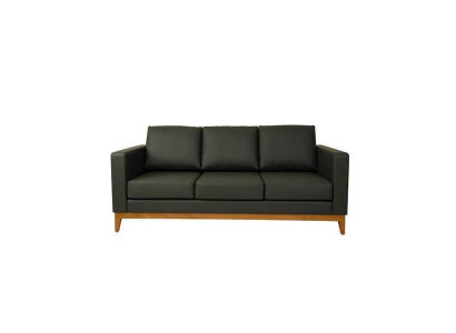 Černá kancelářská sedací souprava, designérská pohovka se třemi sedadly do obývacího pokoje.