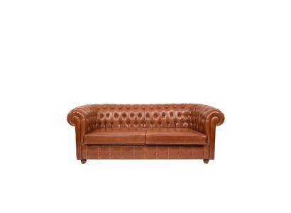 Luxus hnědý Chesterfield třísedák pohovka 3-místná moderní pohovka
