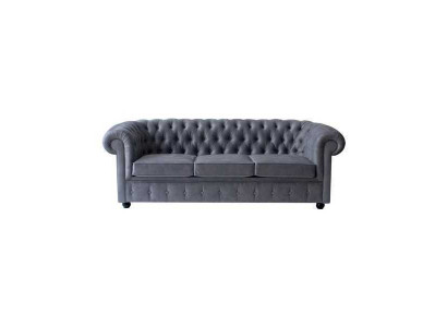 Chesterfield šedý třímístný luxusní gauč designérská obývací sofa