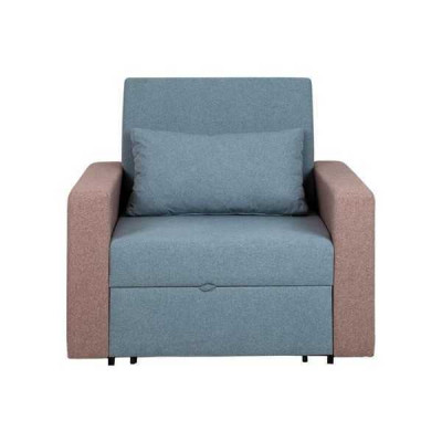 Modrá židle s funkcí postele do obývacího pokoje, jednosedadlová relaxační luxusní křeslo.