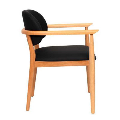 Černé křeslo designu jídelní židle Luxus jednosedadlo nábytek z dubu.