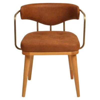 Luxus Esszimmer Oranger Moderner Holzstuhl Designer Einsitzer Lehnstuhl