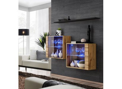 Moderní luxusní obývací stěna 130 cm, kompletní sada do obývacího pokoje 3 kusy.