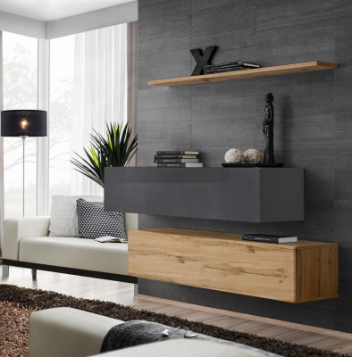 Moderní nábytek - designová stěna pro obývací pokoj se třemi částmi