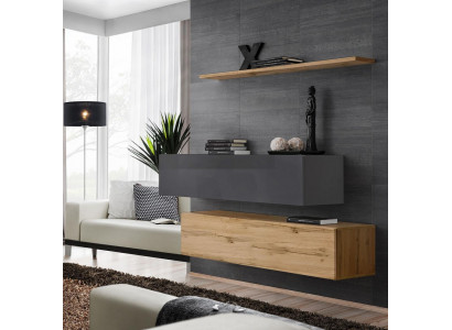 Moderní nábytek - designová stěna pro obývací pokoj se třemi částmi