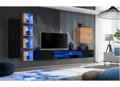 Moderní nábytek Designérská obývací stěna Vybavení Luxusní sestava Nový stěnový šatník
