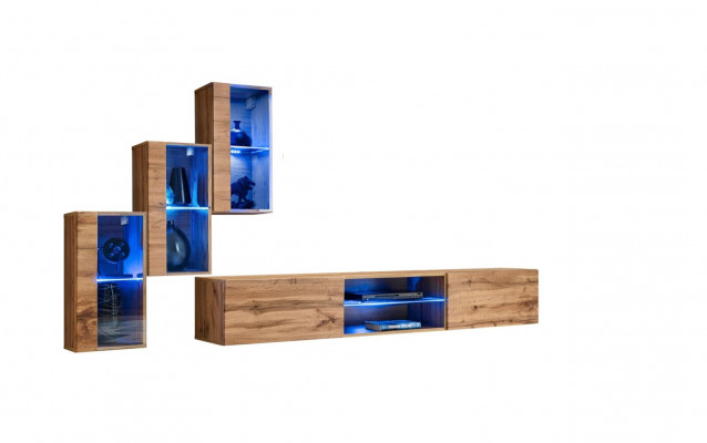 Moderní nábytek obývací stěna designový set 4 díly stěnné regály zařízení nové