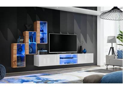 3x Stěnná skříň Obývací pokoj nábytek stěna 210 cm Vybavení Luxus TV stojan