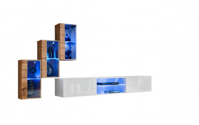3x Stěnná skříň Obývací pokoj nábytek stěna 210 cm Vybavení Luxus TV stojan
