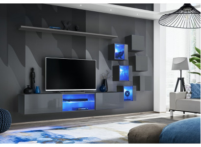 Luxusní nábytek Set 8 kusů stěnová jednotka Regál 6x skříň Nové zařízení