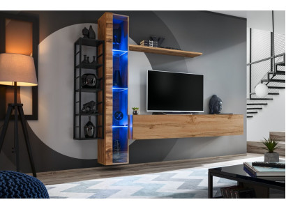 Braun Designer Wohnwand Luxus Wohnzimmer Möbel Komplette Set Sideboard Möbel  Hnědý designérský stěnový nábytek Luxus Obývacího pokoje Kompletní sestava nábytku Sideboard