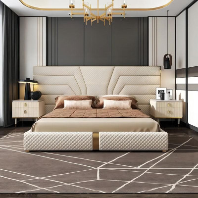 Designer Bett Betten Polsterbett Metall Gold 180x200 Ehebett Doppelbett