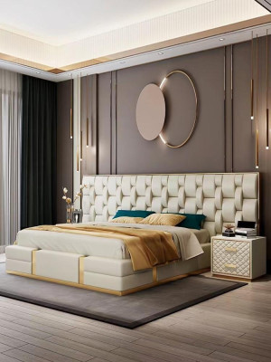 Postel Polštář Design Luxus Dvojitá Hotelová Postel Beige Luxusní Hotel Nový