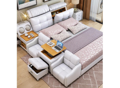 Multifunkční postel Moderní hotelová postel Multifunkční zvuk 180x200 Bluetooth.