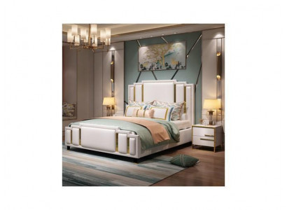 Luxus ložnice komplet Design postel 2x noční stolek dřevo kompletní 3 kusy