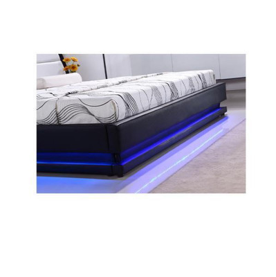 Moderní dřevěná postel s roštem a rámem LED 269 cm pro manželskou postel