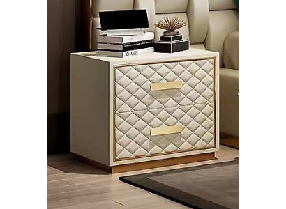 Design noční stolek vedle postele, ložnice, luxusní konzolové stolky ze dřeva.