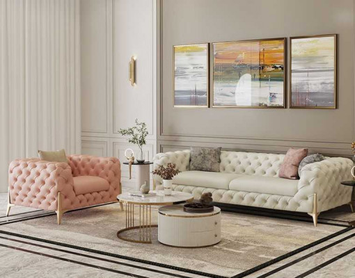 Obývací pokoj Chesterfield Design Sofa set Kožená sedací souprava s polštáři 2 kusy