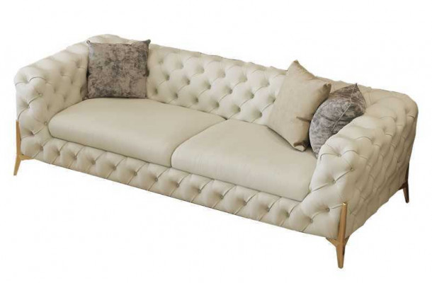 Obývací pokoj Chesterfield Design Sofa set Kožená sedací souprava s polštáři 2 kusy