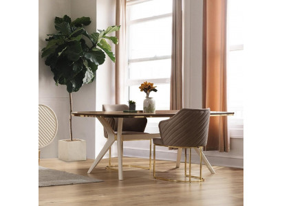 Skupina jídelna Luxus Jídelní kout Jídelní stůl Stůl Židle Hnědý Sada 5 kusů