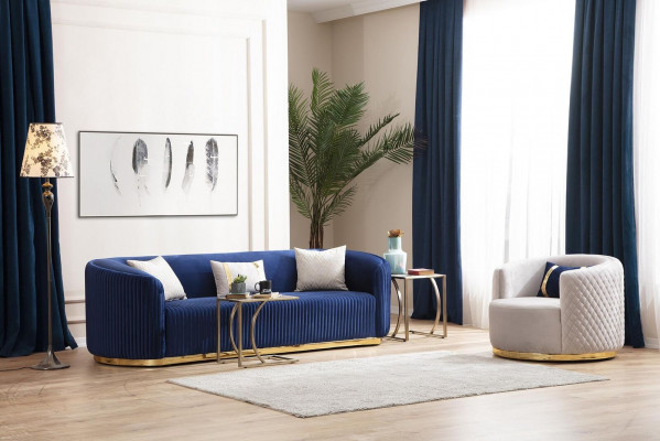 Moderní sedací souprava třísedadlová křeslo Nerezový nábytek Luxus Set Design