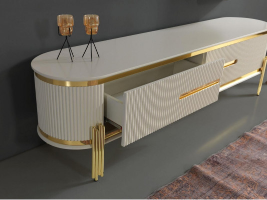 TV stojan RTV Lowboard Bílý stůl Dřevo Moderní obývací pokoj Sideboard