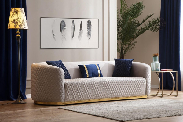 Béžová třímístná nábytek z nerezové oceli Luxus Couche Sofas Design Obývací pokoj nábytek