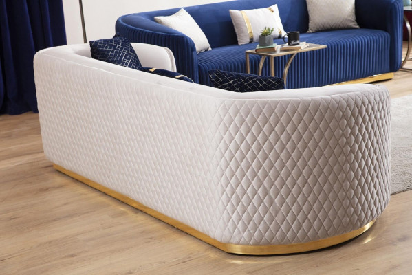 Béžová třímístná nábytek z nerezové oceli Luxus Couche Sofas Design Obývací pokoj nábytek