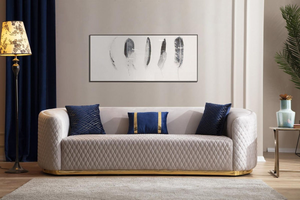 Béžová třímístná nábytek z nerezové oceli Luxus Couche Sofas Design Obývací pokoj nábytek