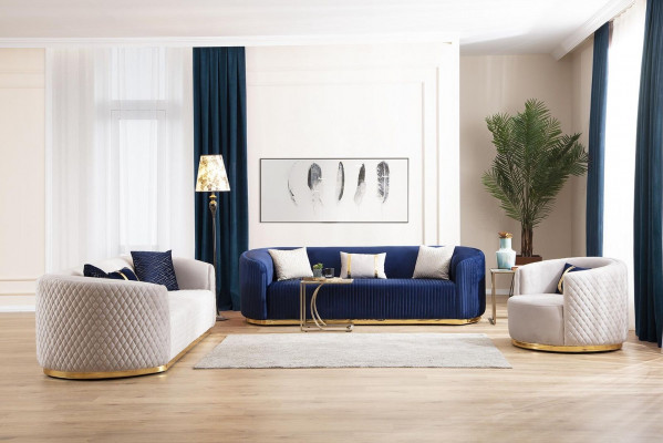 Béžová třímístná nábytek z nerezové oceli Luxus Couche Sofas Design Obývací pokoj nábytek