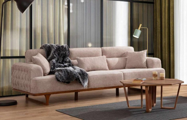 Bežová sedací souprava třísedadlová křeslo luxusní křeslo bežová moderní nábytek