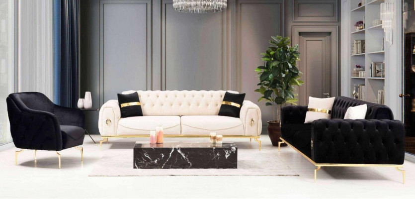 Elegantní Chesterfield sada nábytku z nerezu Pohovky Křesla Sedací souprava