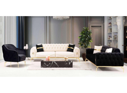 Elegantní Chesterfield sada nábytku z nerezu Pohovky Křesla Sedací souprava