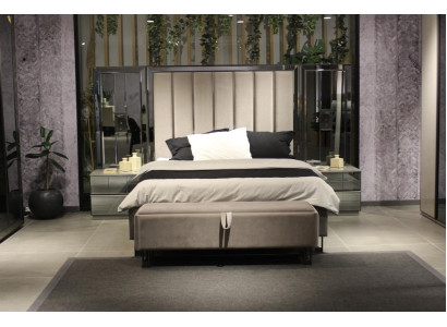 Postel 2x Noční stolky Lavice Design Ložnice Sada 4 kusů Luxusní Nábytek Nový