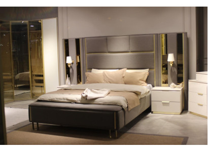 Luxus ložnice set postel + 2x noční stolky + lavice Design nábytek 4 ks. Nový