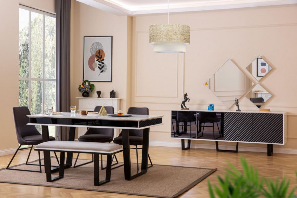 Designer sada jídelny 10 kusů Luxus nábytek stylová jídelní skupina příborník