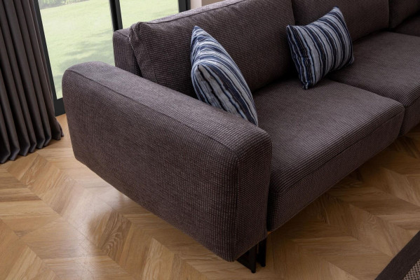 Designer Ecksofa L Form Polster Textil Modern Braun Luxus Wohnlandschaft