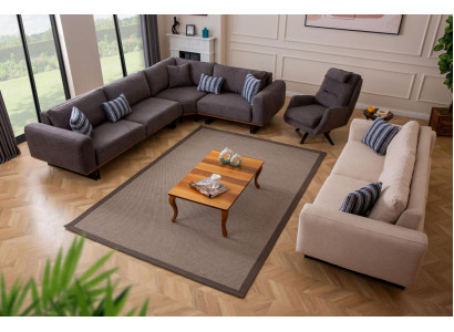 Designer obývací pokoj sestava Rozkládací rohová sedací souprava L tvaru 3 osoby, křeslo 3dílná
