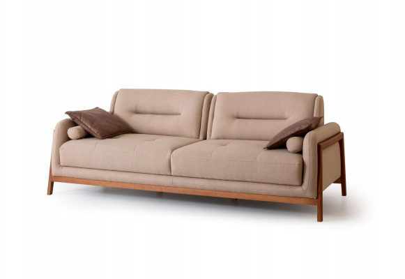 Designer Sofa 3 místný luxusní čalouněný hnědý gauč obývacího pokoje nábytek