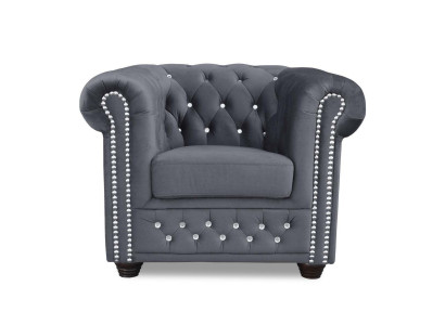 Couch Chesterfield křeslo televizní pohovka 1sedák textilní látka polstrování nový