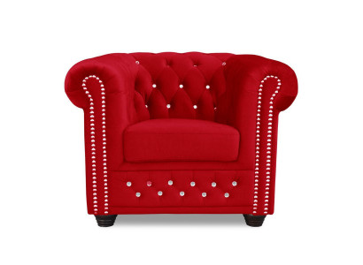 Křeslo Design Vyplnění Moderní Textilie Červený Televize 1 Místný Chesterfield Nový