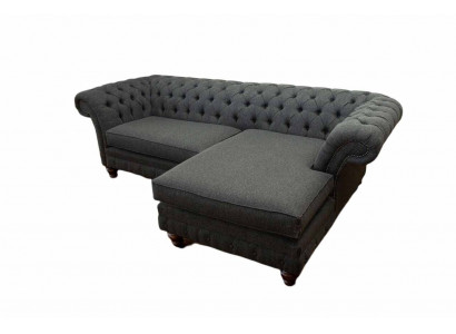 Chesterfield rohová sedací souprava v L tvaru, design čalouněná pohovka, sedadlo, textil, nová