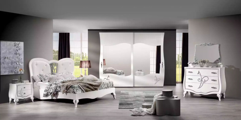 Ložnice 5dílná sada Postel 2x Noční stolek Šatní skříň Moderní nábytek