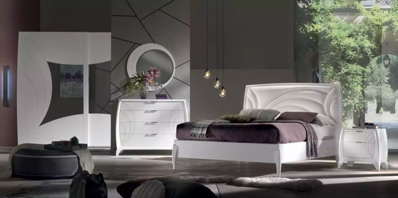 Luxus ložnice sada postel 2x noční stolek design komoda nábytek 6ks