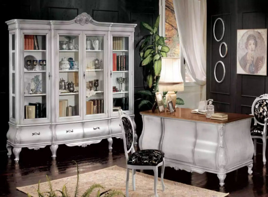 Bílý kancelářský nábytek Stůl Regál Luxus Stůl Regál Vybavení