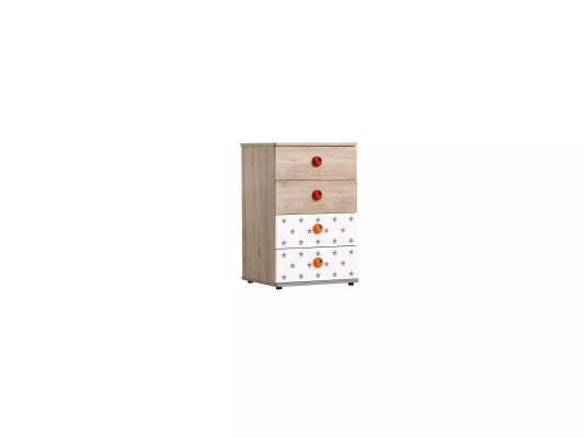 Dětský nábytek Komoda Hvezda Skříň Dřevo Komody Sideboard Design Bílá
