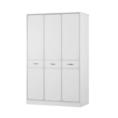 Dřevěná skříň luxusní šatní skříň nábytek dřevo bílý 3 dveře design.